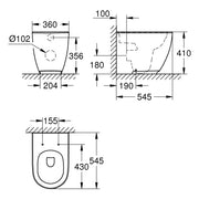 Grohe - Stand-WC-Kombin. ESSENCE Keramik 39573 PureGuard alpinweiß