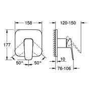 Grohe - EH-Brausebatterie CUBEO 101777 Fertigmontageset für 35604 matt black