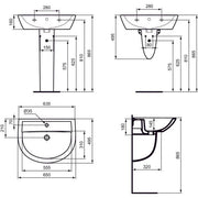 Ideal Standard - Waschtisch EUROVIT, 1 Hl., m.Ül., 635x495x180mm, Weiß