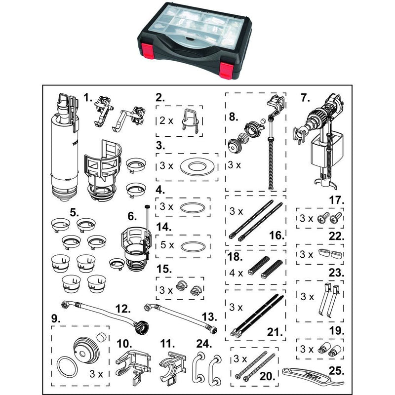 TECE SE - TECEprofil Ersatzteilkoffer für Spülkasten, # 9.820.000