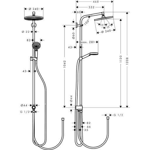 Hansgrohe - Showerpipe CROMETTA S 240 Reno EcoSmart chrom