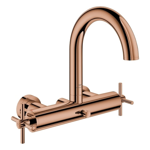 Grohe - 2-Griff-Wannenbatt. Atrio 25268 Wandmontage Kreuz-Griff warm sunset