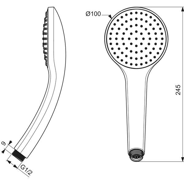 Ideal Standard - 1-Funktionshandbrause IDEALRAIN B9402 100mm chrom