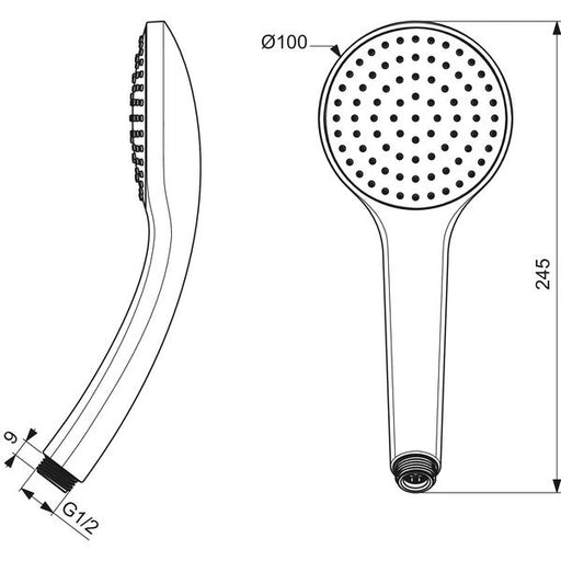 Ideal Standard - 1-Funktionshandbrause IDEALRAIN B9402 100mm chrom
