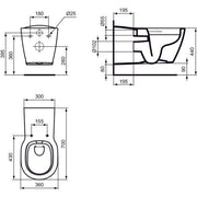 Ideal Standard - Wand-T-WC CONNECT FREEDOM, barr-frei, o. Spülrand, 360x700x385mm, Weiß mit IP