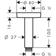 Hansgrohe - Decken-Anschlussstück S DN15 100mm PGO