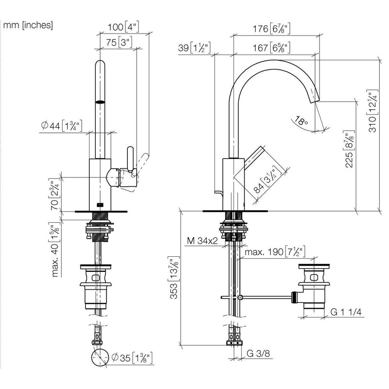 Dornbracht - WT-EHM mit Ablaufgarnitur META 33500661 schwarz matt