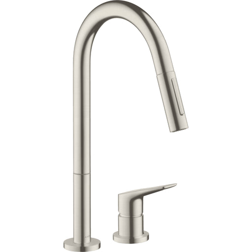 Hansgrohe - 2-Loch Spültischmischer AXOR Citterio M steel mit Ausziehbrause
