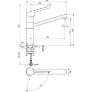 Ideal Standard - Küchenarmatur CERAFLEX,m.Klinikhebel, m.hohem Rohrausl., Ausld.222mm, Chrom