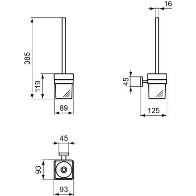 Ideal Standard - Bürstengarnitur IOM SQUARE, Behälter aus Glas, Chrom