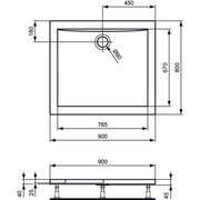 Ideal Standard - Rechteck-Brausewanne ULTRA FLAT, 900x800x47mm, Weiß
