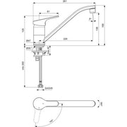 Ideal Standard - Küchenarmatur CERAFIT, m. Rohrauslauf Ausld.226 mm, Chrom