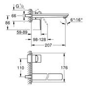Grohe - 2-Loch-WT-Wandbatterie LINEARE 23444_1 FMS hard graphite gebürstet