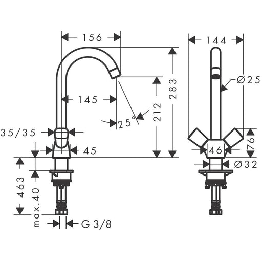 Hansgrohe - Zweigriff Spültischarmatur LOGIS chrom 71280