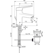 Ideal Standard - Waschtischarmatur CERAPLUS 2, ND mit Ablaufgarn., Ausld. 112mm, Chrom