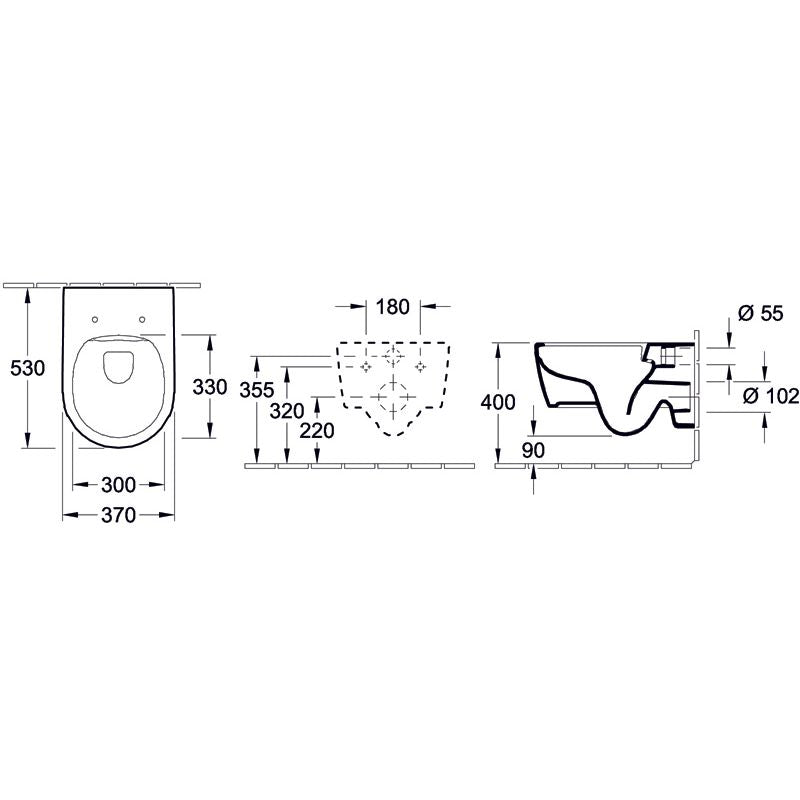 VILLEROY & BOCH - Wand-Tiefspülklosett DirectFlushA18 CeramicPlus WC-Sitz Slim 4657RSR1 weiß