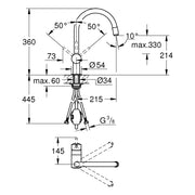 Grohe - Spültisch EHM MINTA 32918 1/2 Mousseurauslauf chrom