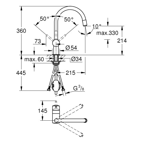 Grohe - Spültisch EHM MINTA 32918 1/2 Mousseurauslauf chrom
