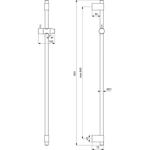 Ideal Standard - Brausestange 900mm IDEALRAIN PRO B9849 chrom