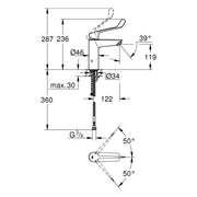 Grohe - EH-WT-Batterie EUROSMART 23985_3 M-Size Verbrühschutz langer Hebel chrom