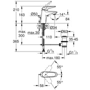 Grohe - EH-Waschtischbatt. EUROSTYLE 23707 S-Size Hebel geschl. chr