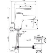 Ideal Standard - Waschtisch EHM CONNECT BLUE B9936 chrom