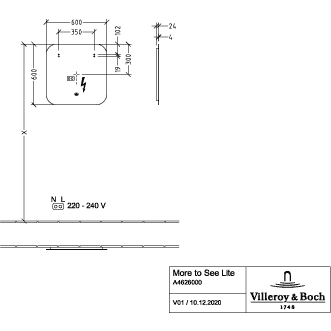 VILLEROY & BOCH - Spiegel More to See Lite A47960 600x600x24mm mit Beleuchtung