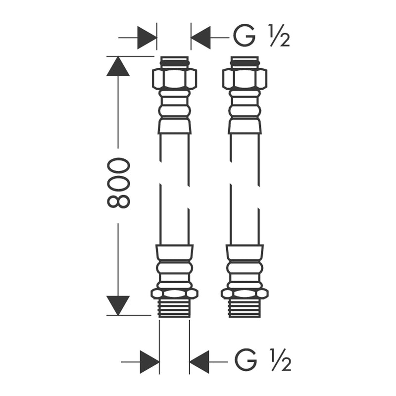 Hansgrohe - Anschlußschlauch Set 2-L.Thermostat Wannenrand Axor heiss/kalt