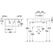 VILLEROY & BOCH - HWB Memento 2.0 400x260mm re-eckig 1HL. o. ÜL. geschliffen Graphite cplus