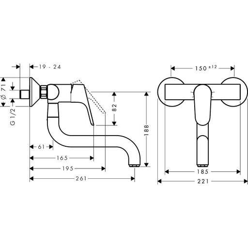 Hansgrohe - Spültisch EHM Wand FOCUS 31825 chrom
