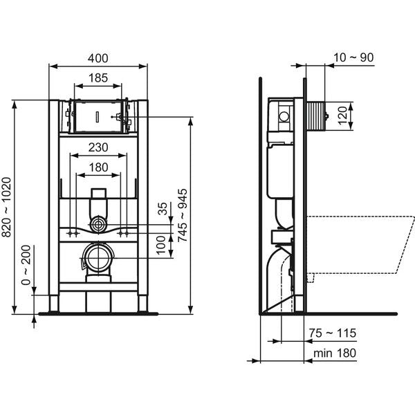 Ideal Standard - WC-Element M PROSYS, freistehend
