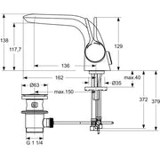 Ideal Standard - Waschtisch EHM MELANGE A4260A mit flex. Schläuchen chrom