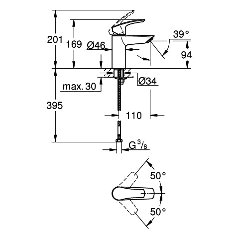 Grohe - EH-WT-Batterie Eurosmart 32467_3 S-Size glatter Körper matte black