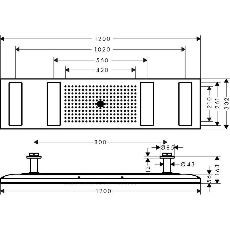 Hansgrohe - Kopfbrause 1200 4jet AXOR ShowerHeaven chrom ohne Licht