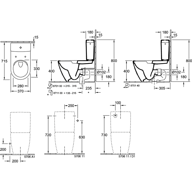 VILLEROY & BOCH - TS-WC Komb spülrandl SUBWAY 2.0 5617 370x700mm DF bodenst wandnah WeißAlpin