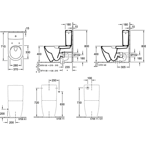 VILLEROY & BOCH - TS-WC Komb spülrandl SUBWAY 2.0 5617 370x700mm DF bodenst wandnah WeißAlpin