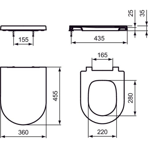 Ideal Standard - WC-Sitz BLEND Round, 360x455x35mm, Weiß