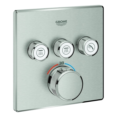 Grohe - Thermostat GROHTHERM SmartControl 29126 eckig FMS 3 ASV supersteel