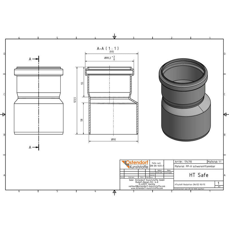 Gebr. Ostendorf - HTsafeR Reduktion DN 90x75