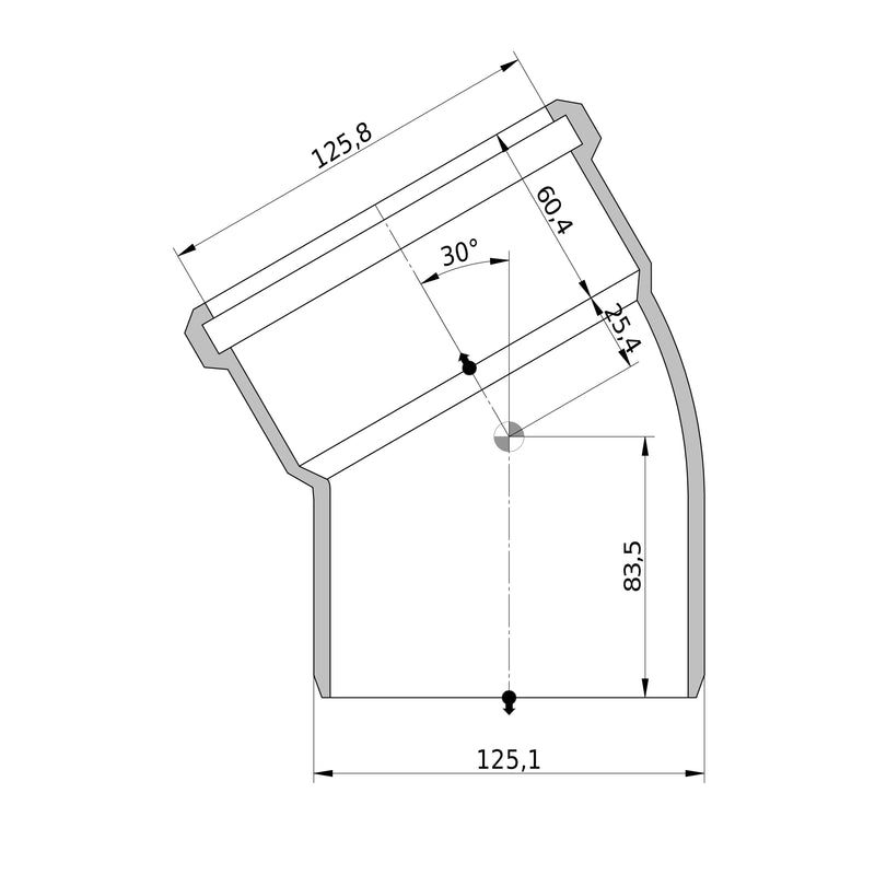 Wavin - Bogen AS+ DN 125 30 Grad