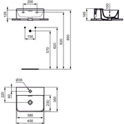 Ideal Standard - Handwaschbecken CONCA, 1 Hl., m.Ül., 400x350x165mm, Weiß mit IdealPlus