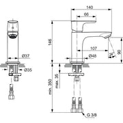 Ideal Standard - WT-Armatur CONNECT AIR, Slim, 5l/min, o.Ablgarn., Ausld.107mm, Blizzard silver