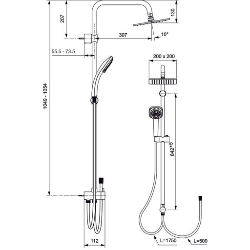 Ideal Standard - Duschsystem IDEALRAIN CUBE A5862 Kombination mit AP Armatur chrom