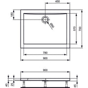 Ideal Standard - Rechteck-Brausewanne ULTRA FLAT, 900x700x47mm, Weiß