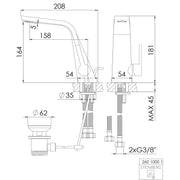 Steinberg Armaturen - Waschtisch-EHM mit Ablaufgarnitur 260 1000 1, chrom