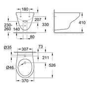 Grohe - Wandbidet Bau Keramik 39433 alpinweiß