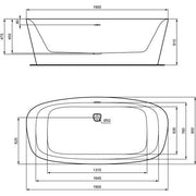 Ideal Standard - Duo-Badewanne DEA, freistehend, 1900x900x475/610mm, Seidenweiß