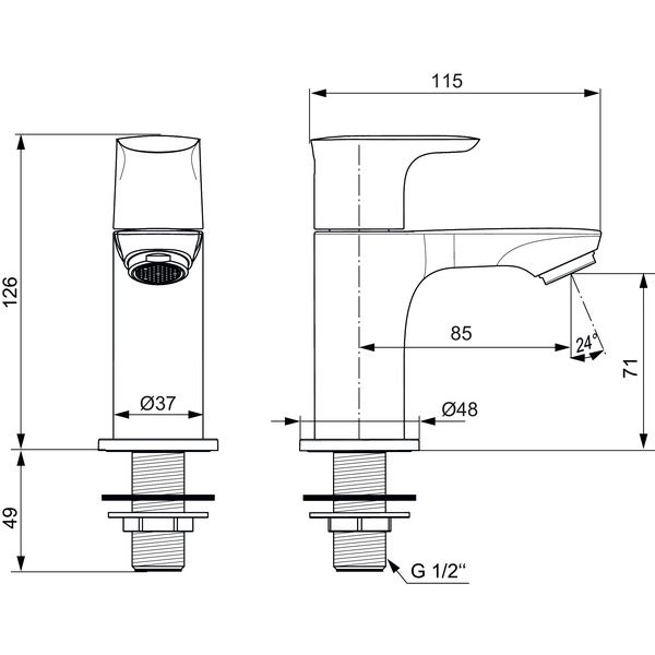 Ideal Standard - Standventil CONNECT AIR, Ausld. 85mm, Blizzard silver