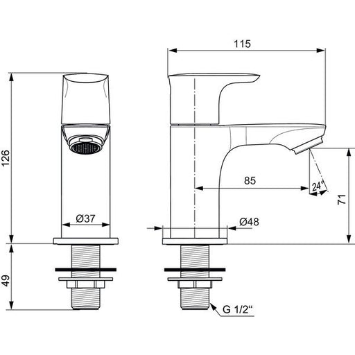 Ideal Standard - Standventil CONNECT AIR, Ausld. 85mm, Blizzard silver