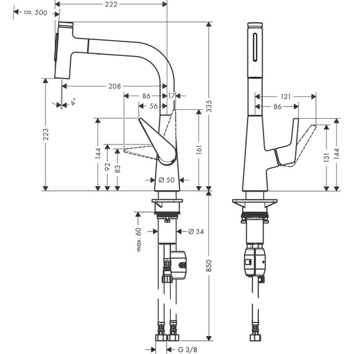 Hansgrohe - Spültischmischer 220 TALIS Select M51 Ausziehbrause 2jet chrom